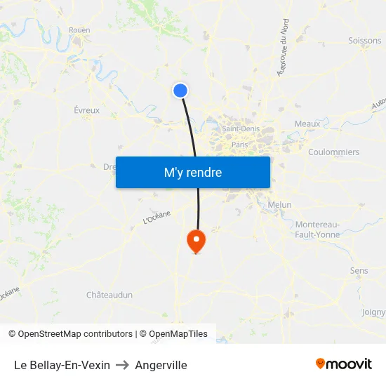 Le Bellay-En-Vexin to Angerville map