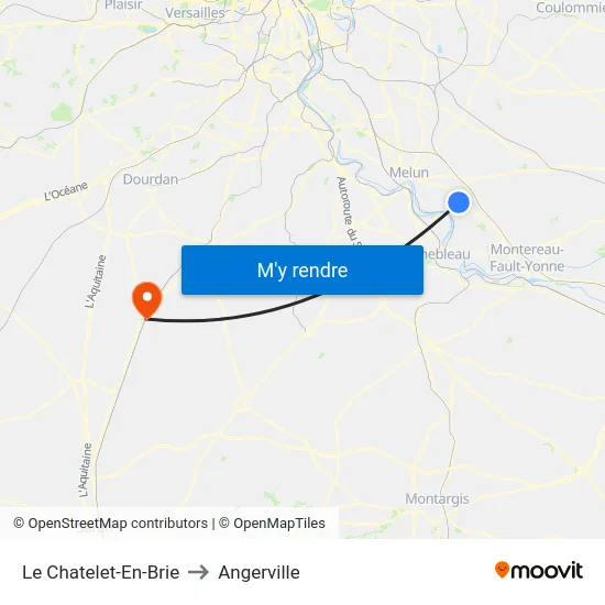 Le Chatelet-En-Brie to Angerville map