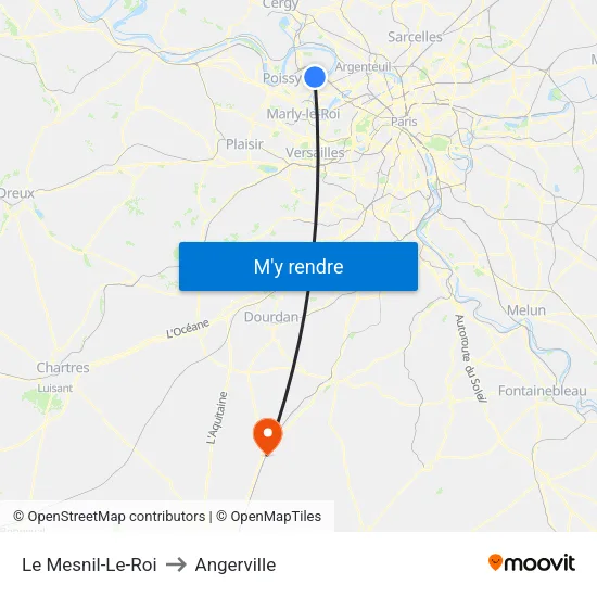 Le Mesnil-Le-Roi to Angerville map
