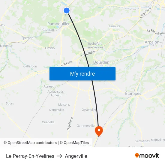Le Perray-En-Yvelines to Angerville map