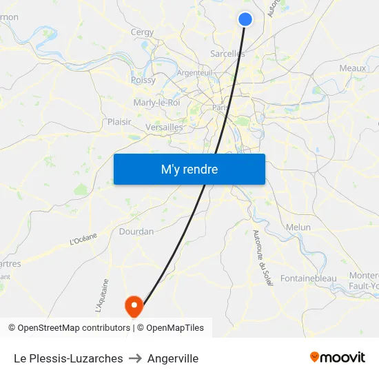 Le Plessis-Luzarches to Angerville map