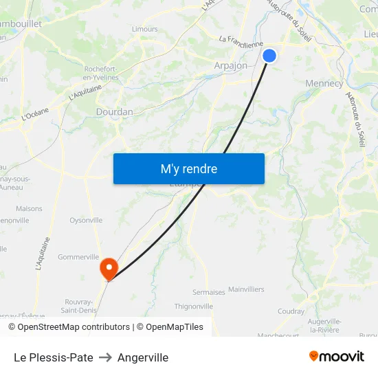 Le Plessis-Pate to Angerville map
