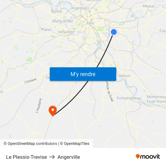 Le Plessis-Trevise to Angerville map