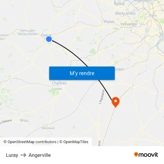 Luray to Angerville map
