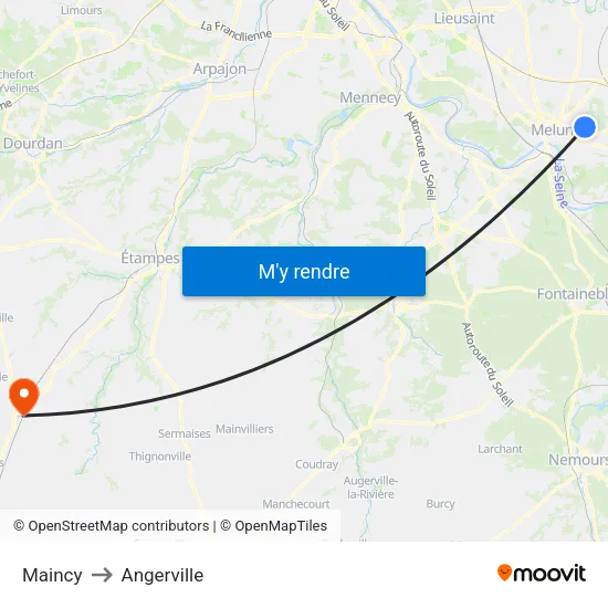 Maincy to Angerville map