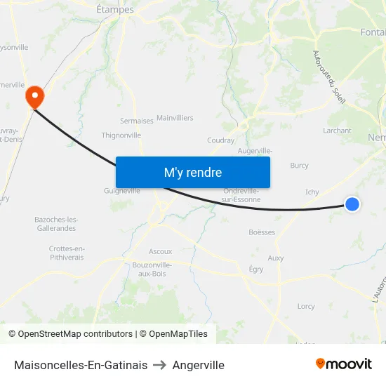 Maisoncelles-En-Gatinais to Angerville map