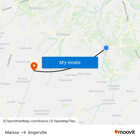 Maisse to Angerville map