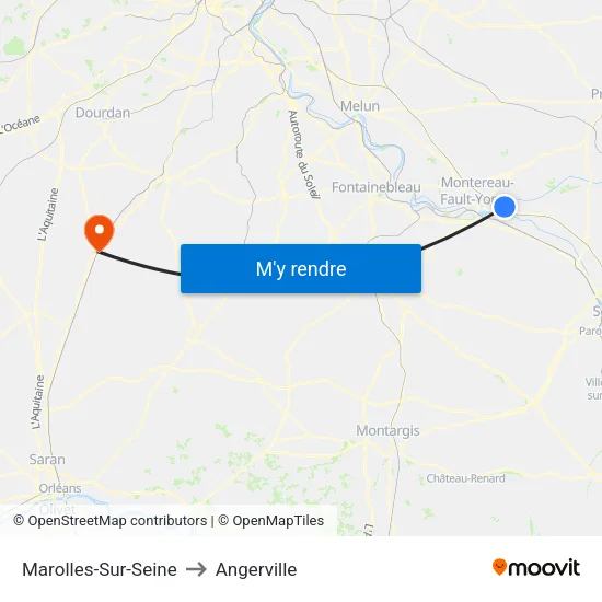 Marolles-Sur-Seine to Angerville map