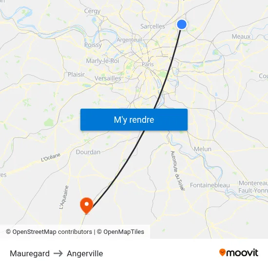 Mauregard to Angerville map