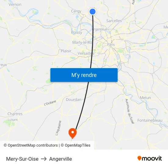 Mery-Sur-Oise to Angerville map