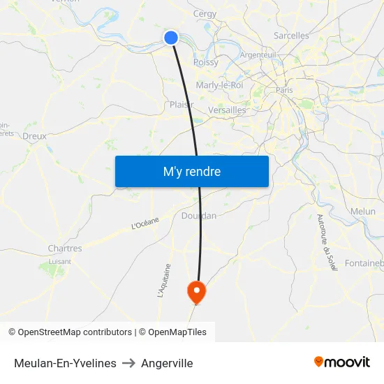 Meulan-En-Yvelines to Angerville map