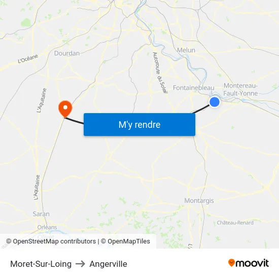 Moret-Sur-Loing to Angerville map