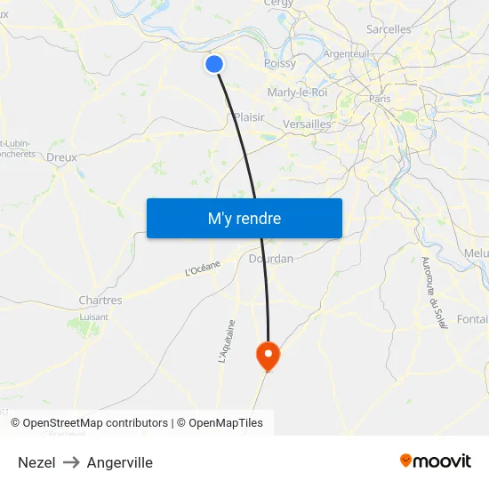 Nezel to Angerville map