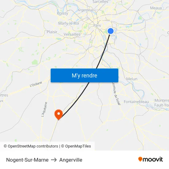 Nogent-Sur-Marne to Angerville map