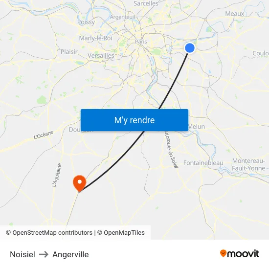 Noisiel to Angerville map