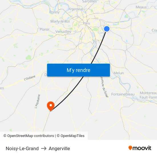 Noisy-Le-Grand to Angerville map