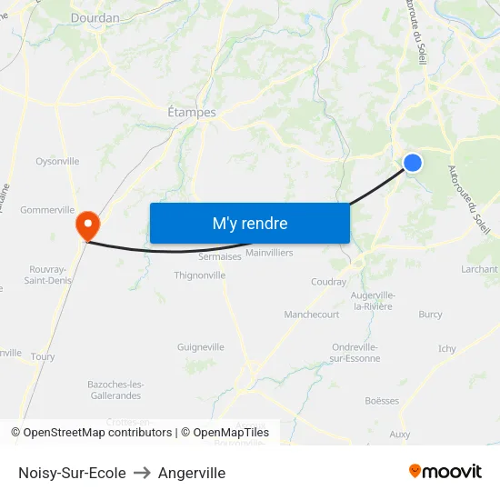 Noisy-Sur-Ecole to Angerville map