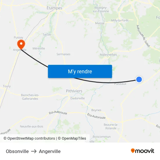 Obsonville to Angerville map