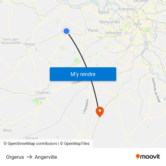 Orgerus to Angerville map