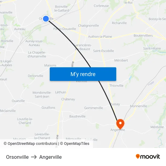 Orsonville to Angerville map
