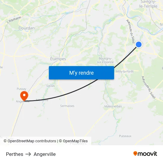 Perthes to Angerville map