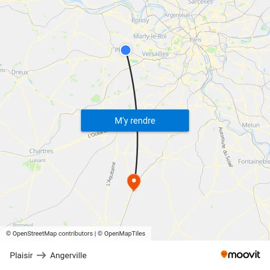 Plaisir to Angerville map
