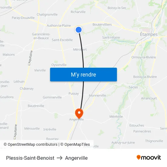 Plessis-Saint-Benoist to Angerville map