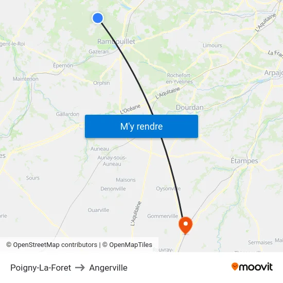 Poigny-La-Foret to Angerville map