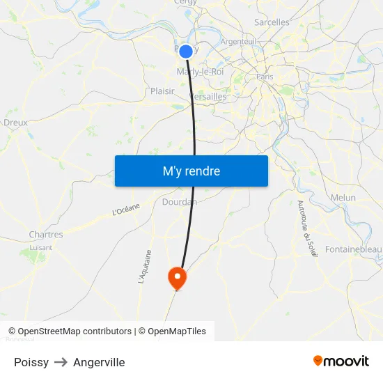 Poissy to Angerville map