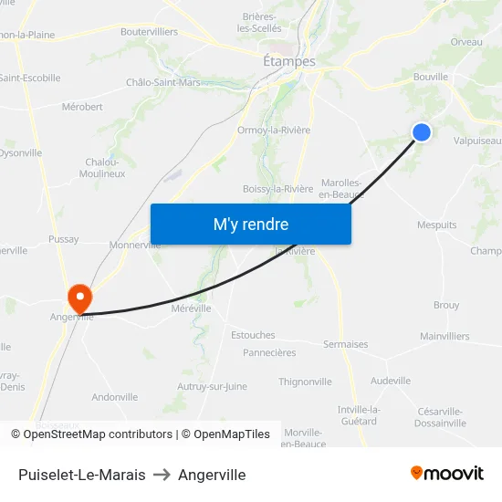 Puiselet-Le-Marais to Angerville map