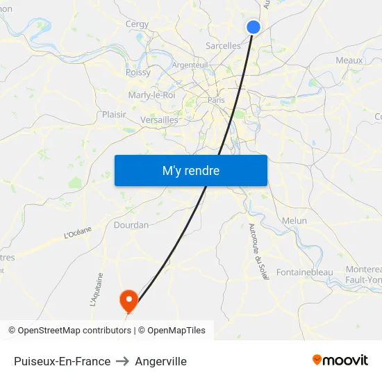 Puiseux-En-France to Angerville map