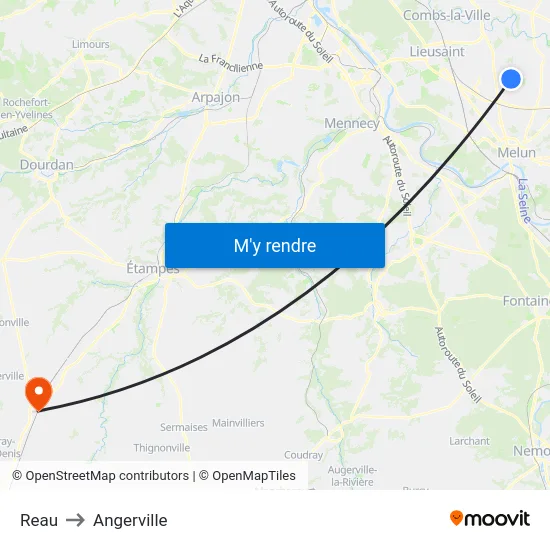 Reau to Angerville map