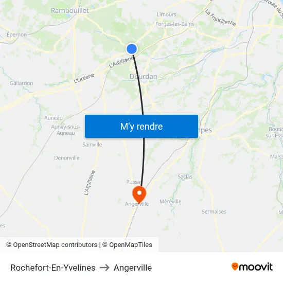 Rochefort-En-Yvelines to Angerville map