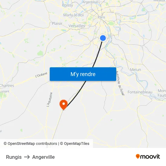 Rungis to Angerville map