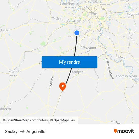 Saclay to Angerville map