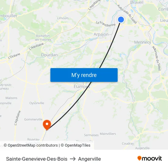 Sainte-Genevieve-Des-Bois to Angerville map