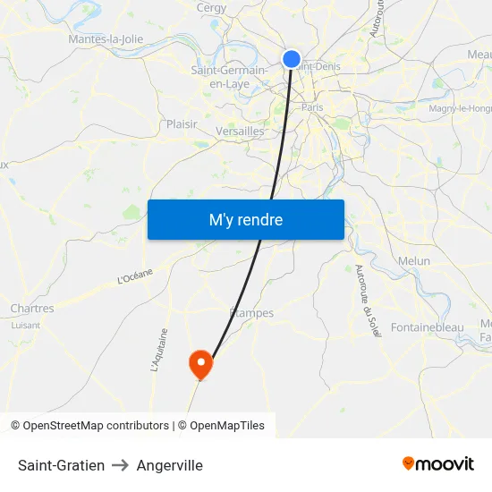 Saint-Gratien to Angerville map