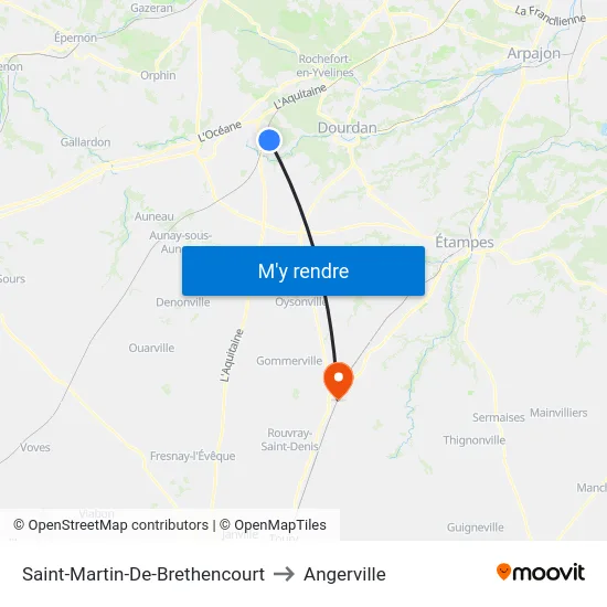 Saint-Martin-De-Brethencourt to Angerville map