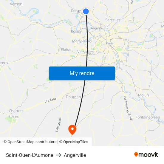 Saint-Ouen-L'Aumone to Angerville map