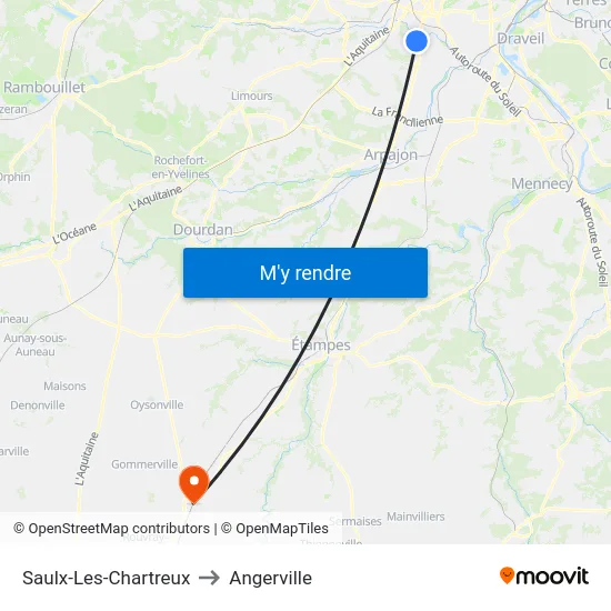 Saulx-Les-Chartreux to Angerville map