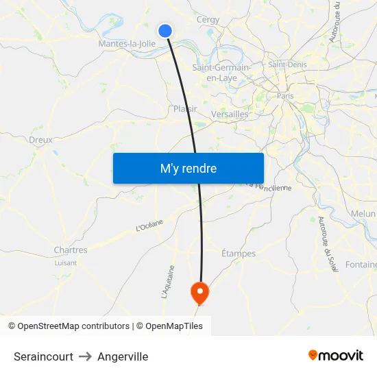 Seraincourt to Angerville map