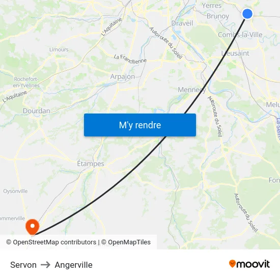 Servon to Angerville map