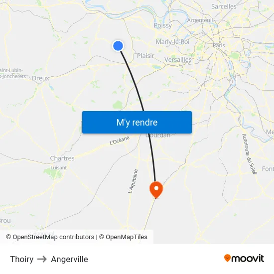 Thoiry to Angerville map