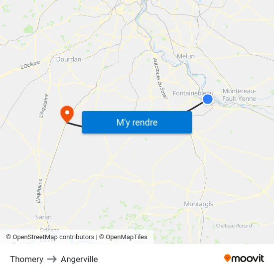 Thomery to Angerville map