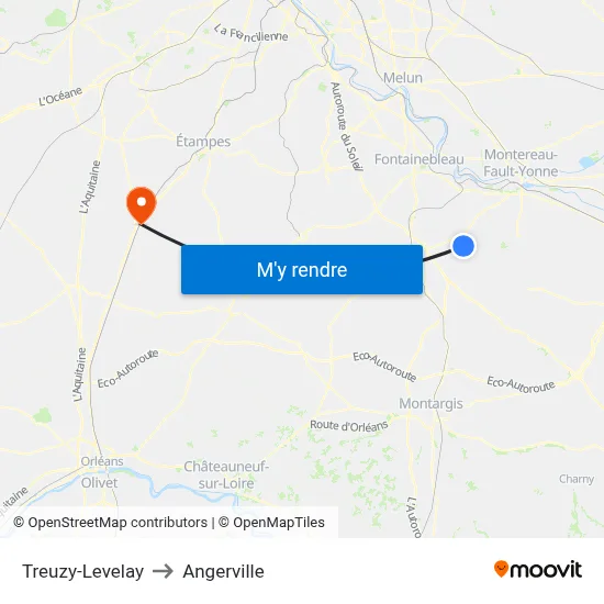 Treuzy-Levelay to Angerville map