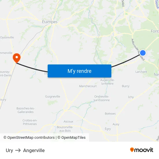 Ury to Angerville map