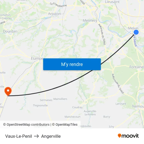Vaux-Le-Penil to Angerville map
