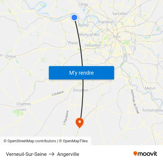 Verneuil-Sur-Seine to Angerville map