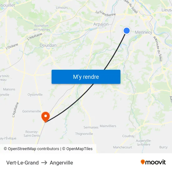 Vert-Le-Grand to Angerville map