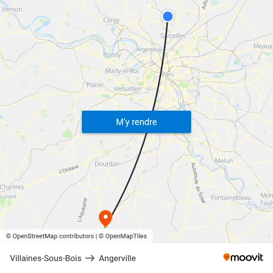 Villaines-Sous-Bois to Angerville map
